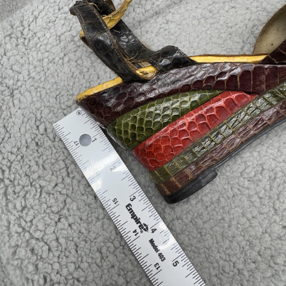 Terry de Havilland Platform Wedge Slingback Patchwork Sandals 70s Sz US 8 Honey - Picture 14 of 16